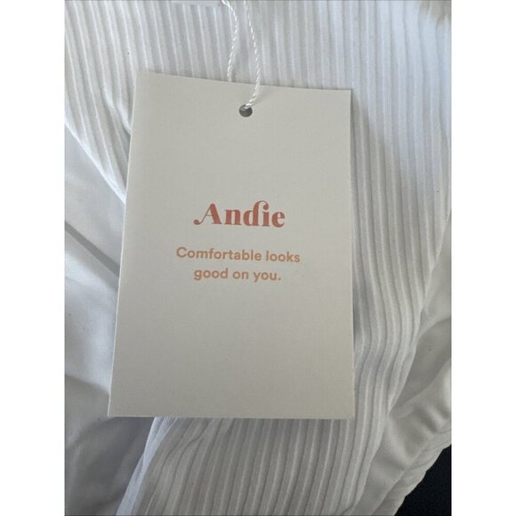 Andie Women's XS Banded Cheeky Rib Swim Bottom Bikini White NWT - Picture 7 of 16
